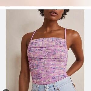 Free People Intimately Pink Butterfly Ruched Women's bodysuit